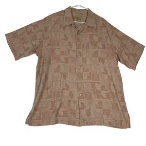 Kona Kai Hawaiian Camp Shirt Mens 2XL Mauve Silk Blend Button Tribal Tropical